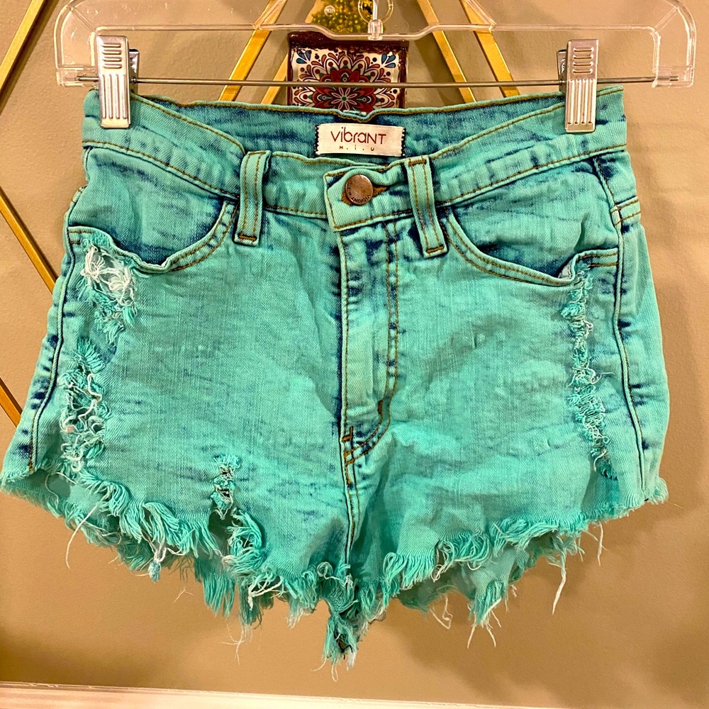 Teal high waisted shorts from boutique